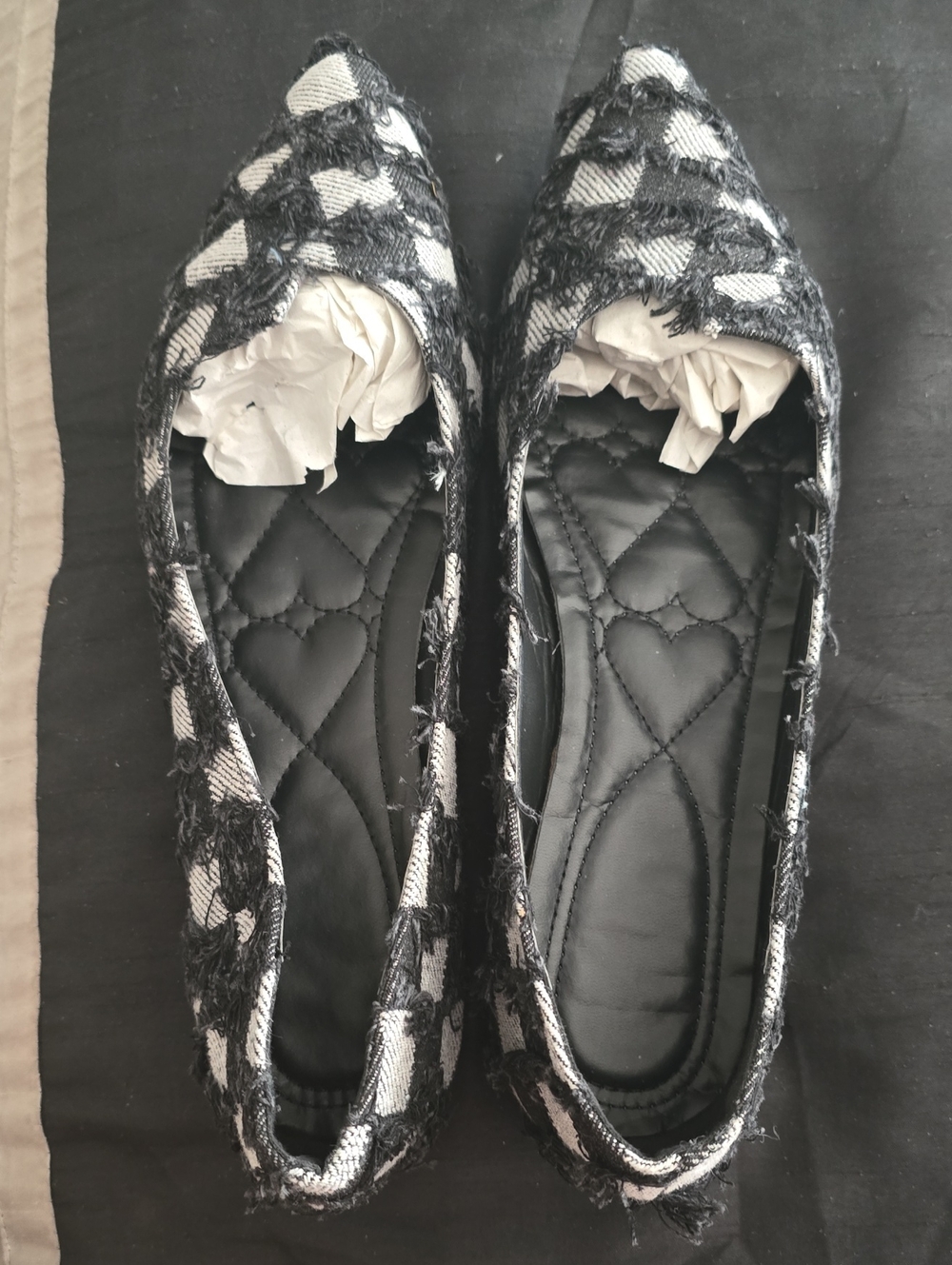 Black & White Tweed Ballet Flats - Women